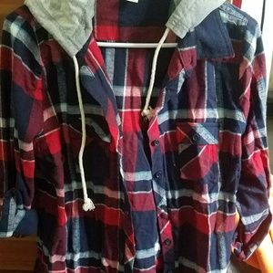 Adam Levine flannel with hood